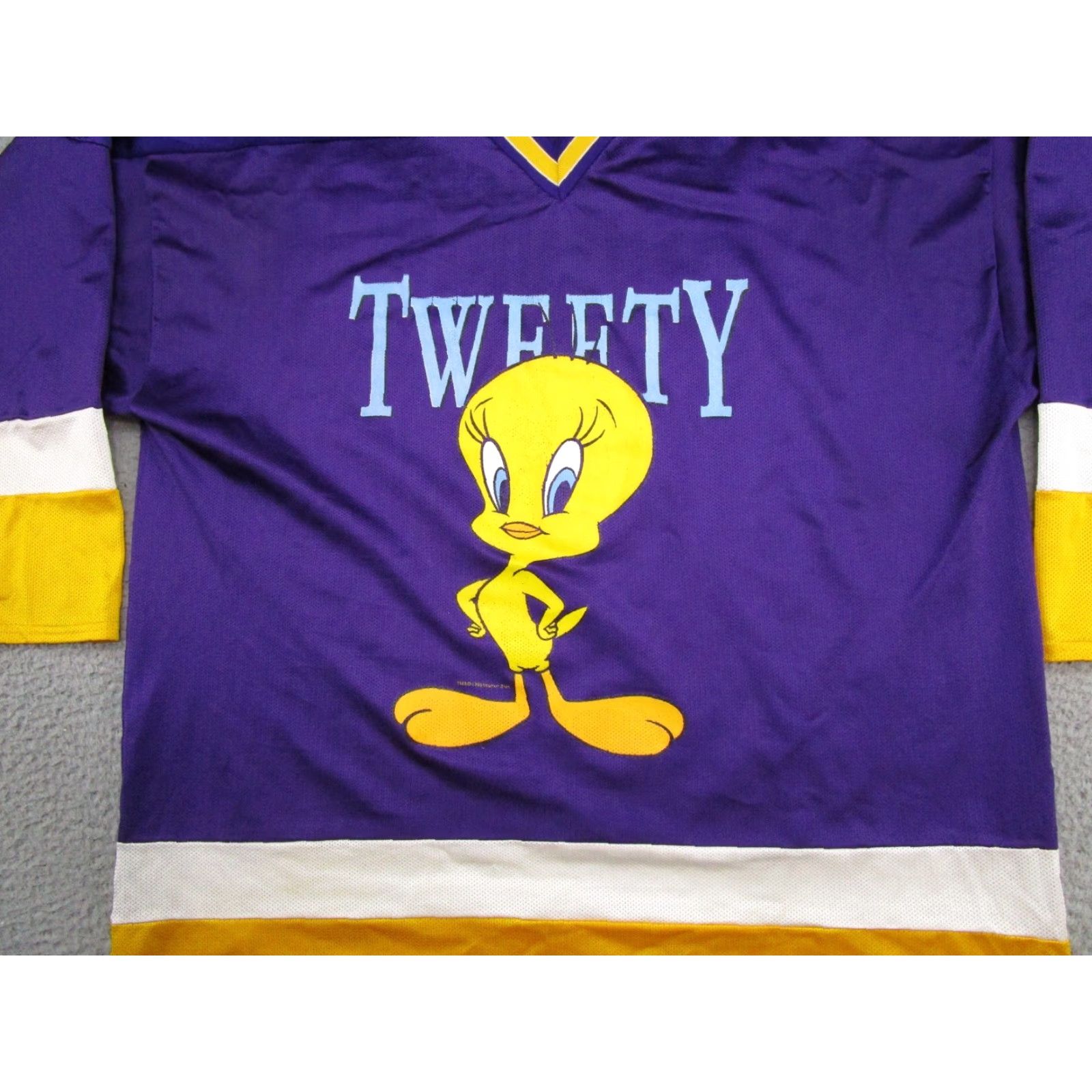 Vintage VINTAGE Warner Bros. Purple Hockey Jersey Unisex Adults L 90s Tweety Bird Looney Tunes Size L UV? Size US L / EU 52-54 / 3 - 2 Thumbnail