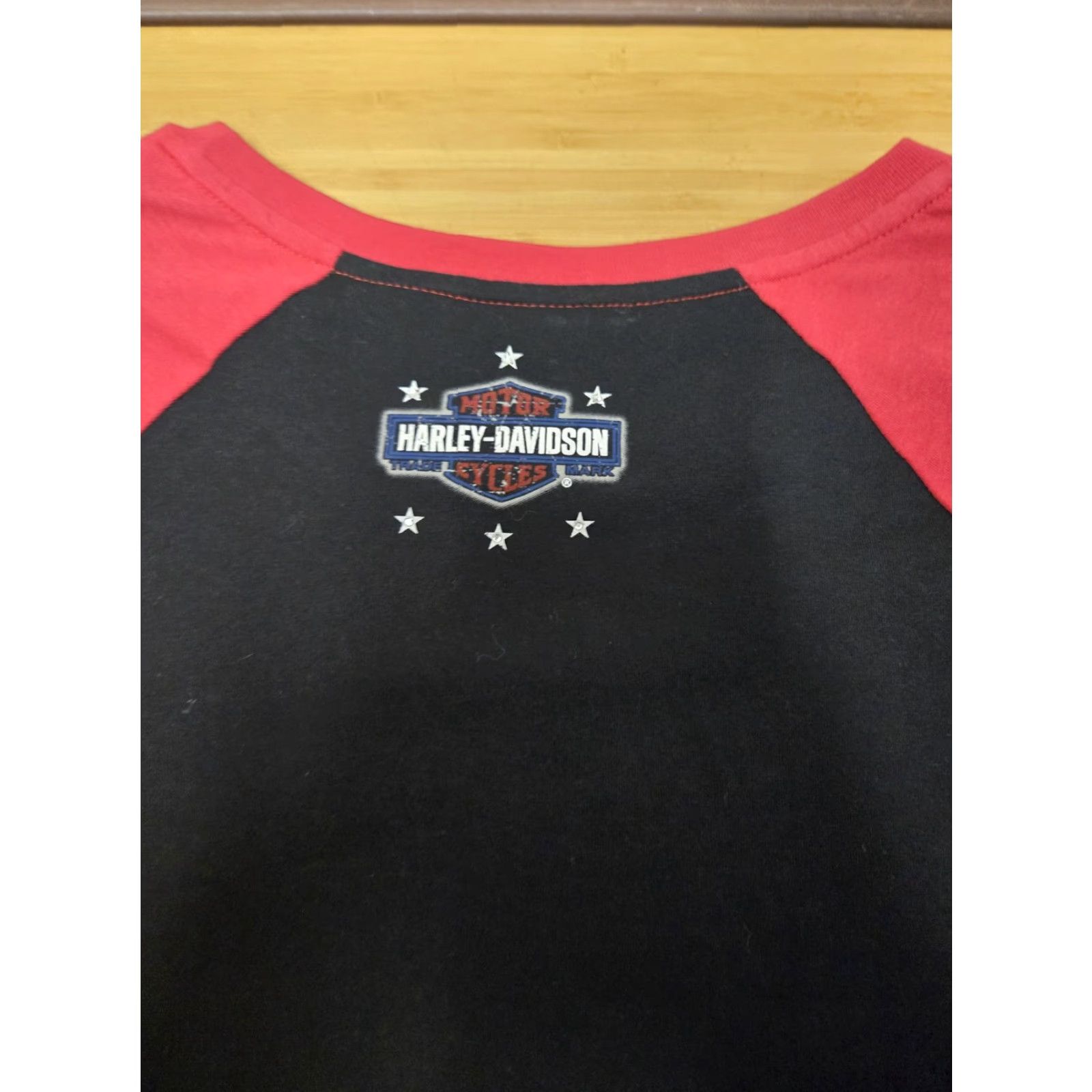 Harley Davidson VINTAGE Harley-Davidson Shirt Womens Large Black Red Patriotic Wing Graphic Made USA Motorcycle Size L / US 10 / IT 46 - 5 Thumbnail