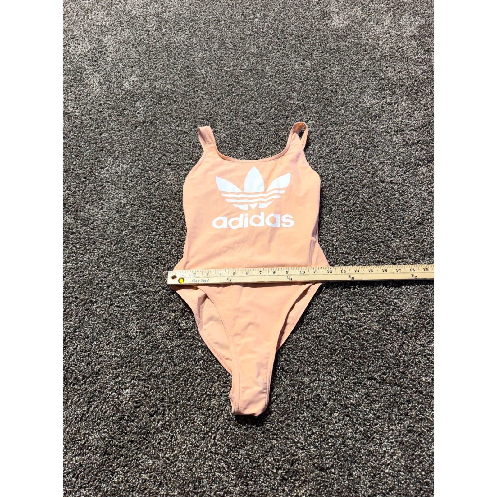 Adidas adidas Trefoil Logo Pink Peach One Piece Swimsuit Pink S Womens Logo Swimsuit 90s? No. Size ONE SIZE - 3 Thumbnail