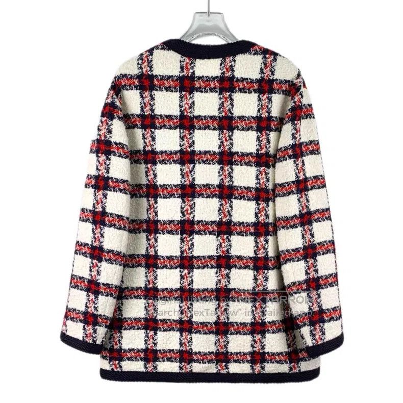 Gucci Gucci Color-matched plaid round-neck single-breasted long- Size S / US 4 / IT 40 - 2 Thumbnail