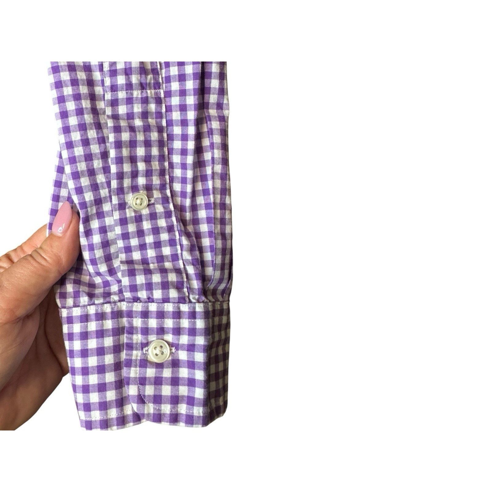 Ralph Lauren Ralph Lauren Gingham Button Down Shirt Medium Purple Cotton Size US M / EU 48-50 / 2 - 5 Thumbnail