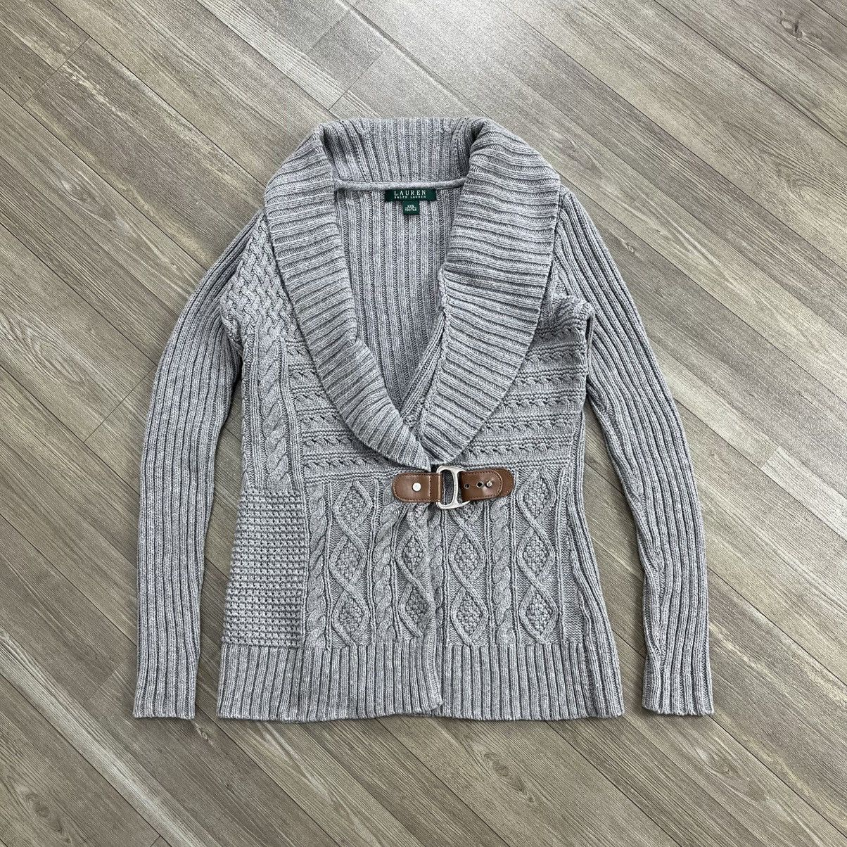 Ralph Lauren Vintage Ralph Lauren Shawl Collar Cable Knit Cardigans Size US XXS / EU 40 - 1 Thumbnail
