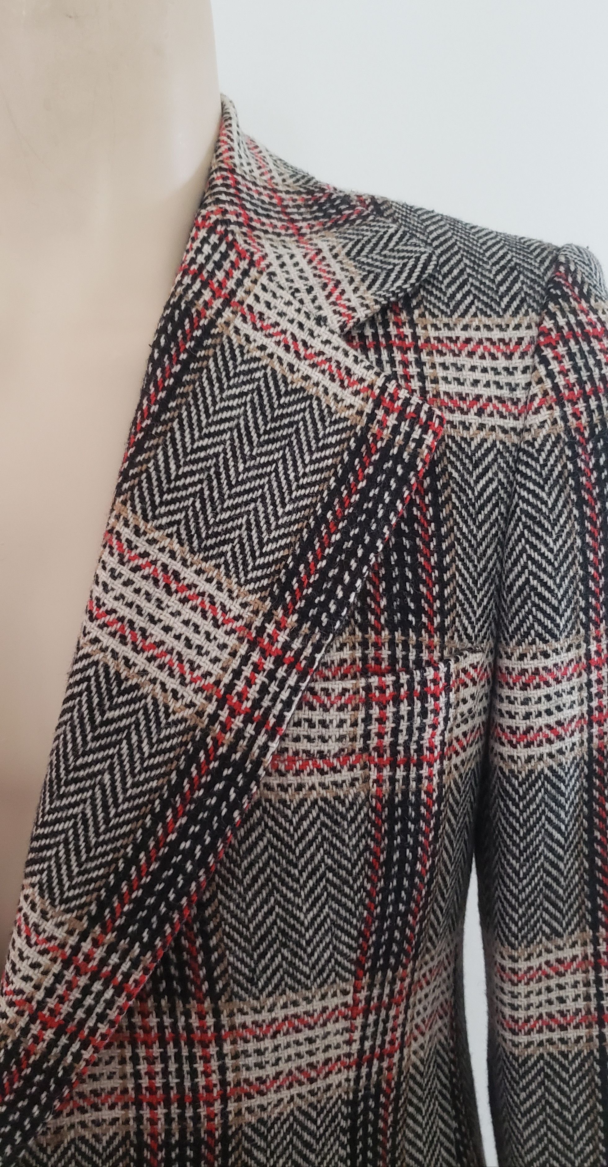Vintage 1970s plaid sport coat 38R Geoffrey Beene wool tweed Size 38R - 3 Thumbnail