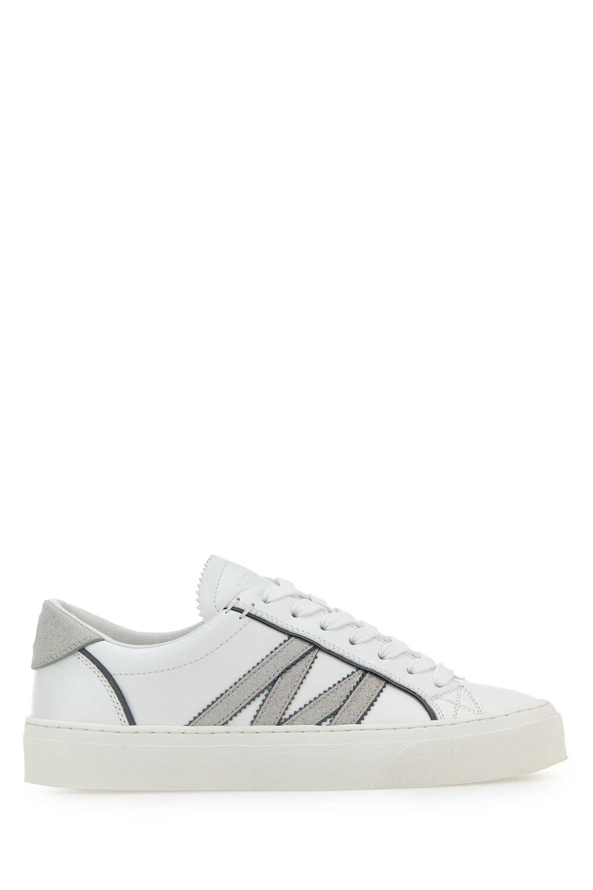 Moncler White Leather Monaco2 Sneakers Size US 8.5 / IT 38.5 - 1 Thumbnail