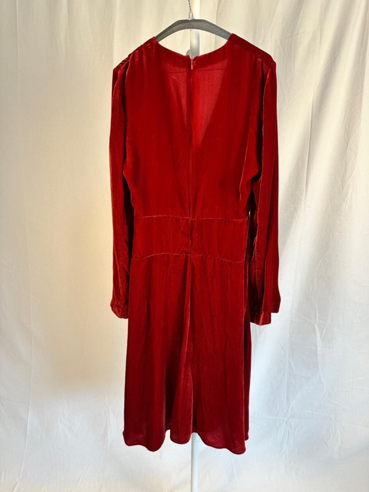 Stella McCartney Stella McCartney Velvet Dress IT44 Bordeaux Silk V Neck Size XL / US 12-14 / IT 48-50 - 6 Thumbnail