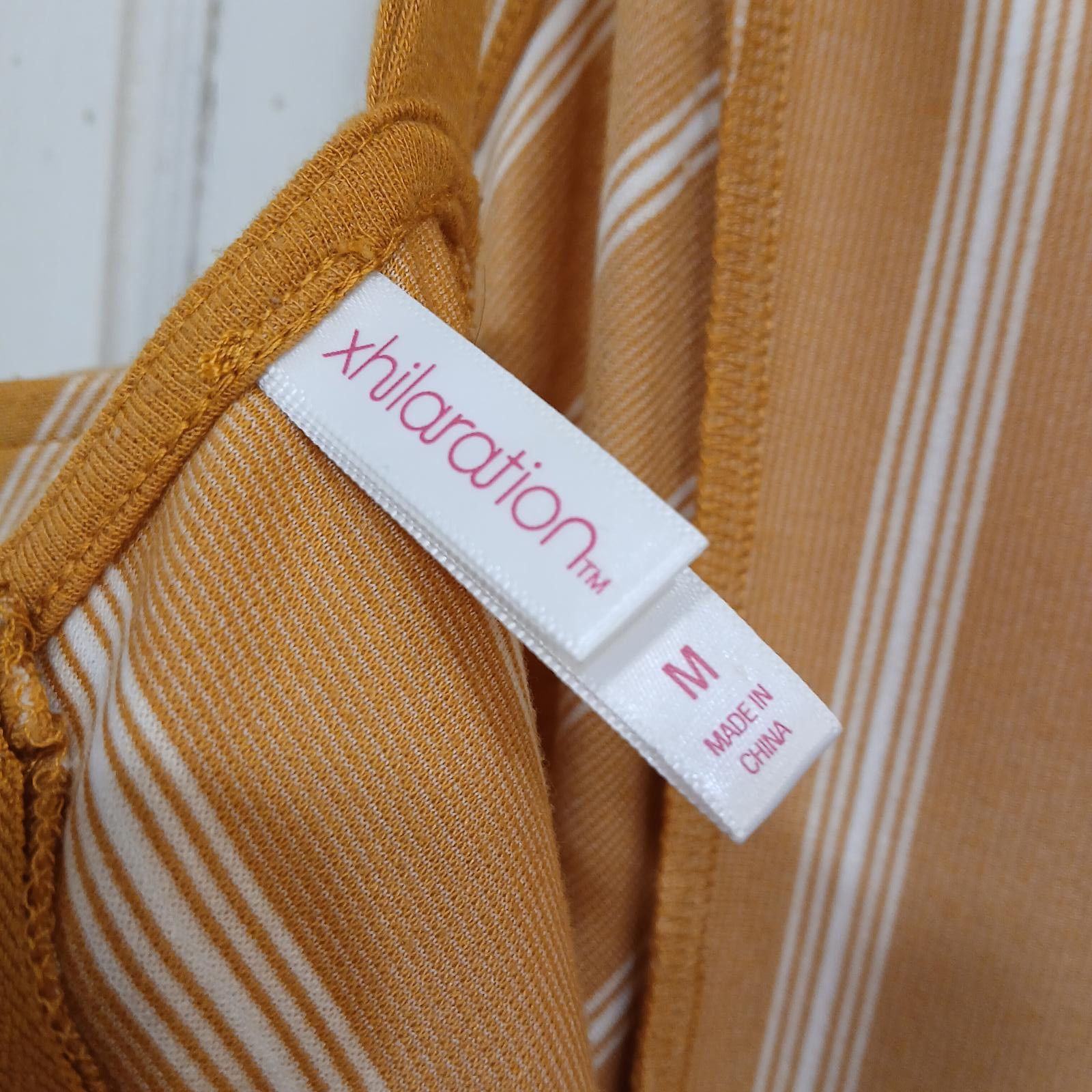 Designer Gold and White Striped Jumpsuit Xhilaration Medium Size ONE SIZE - 3 Thumbnail