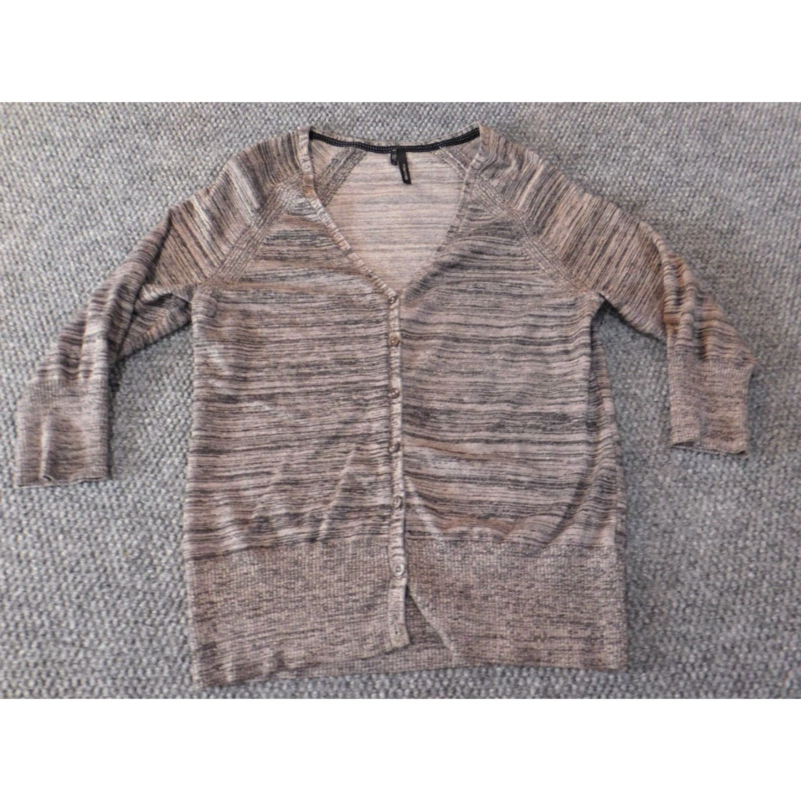 Vintage Maurices Womens Cardigan Sweater L Gray Rayon Knit Crew Neck Raglan Sleeve Bow Button Tie Regular UV100 Size L / US 10 / IT 46 - 2 Thumbnail