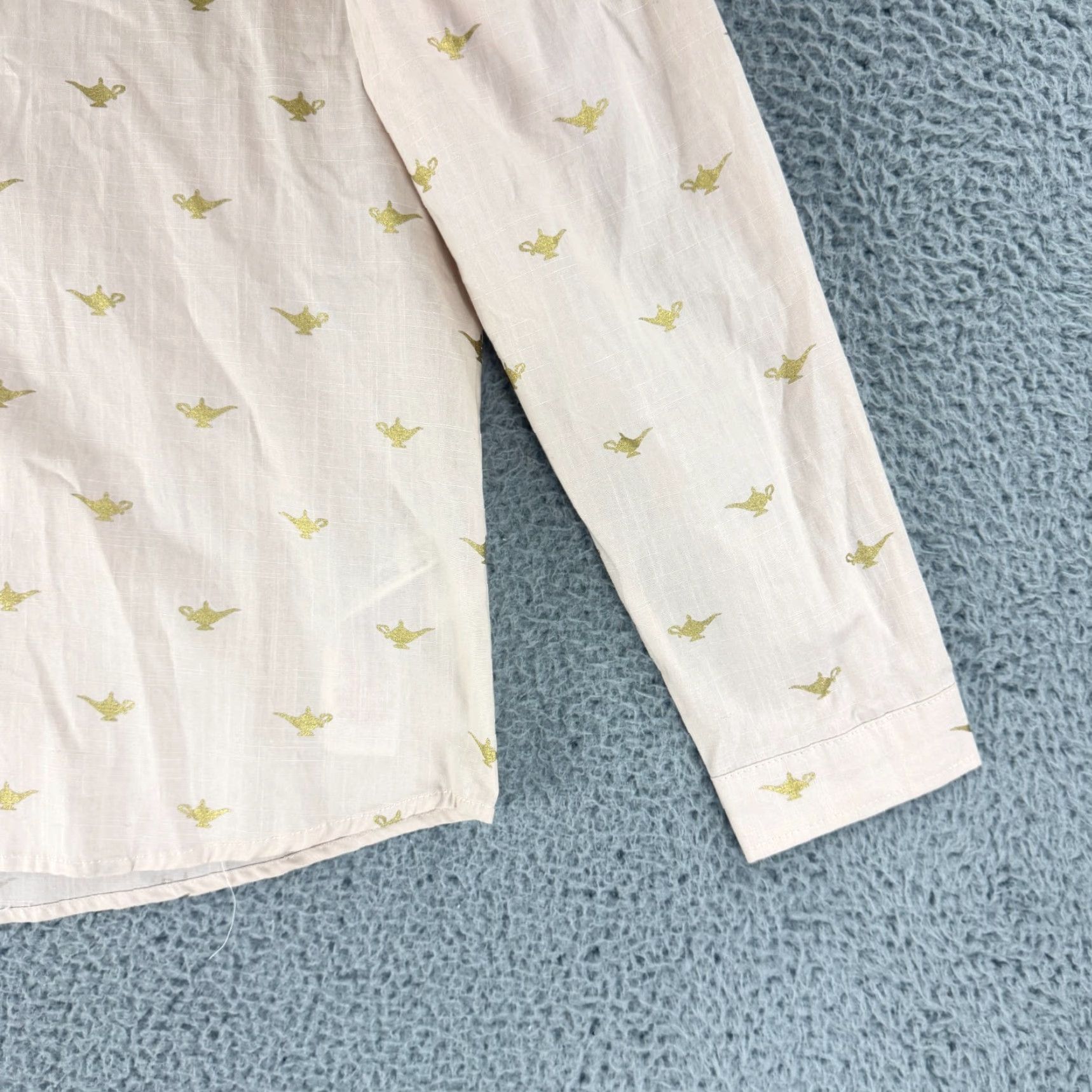 Disney Disney Aladdin Button-Up Shirt Mens Medium Beige Genie Lamp Long Sleeve Cotton Size US M / EU 48-50 / 2 - 3 Thumbnail