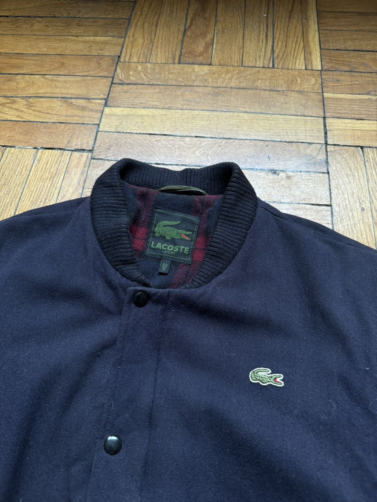 Lacoste 90s Vintage Men's LACOSTE Red Wool Leather Bomber Jacket 6 Size US XL / EU 56 / 4 - 4 Thumbnail