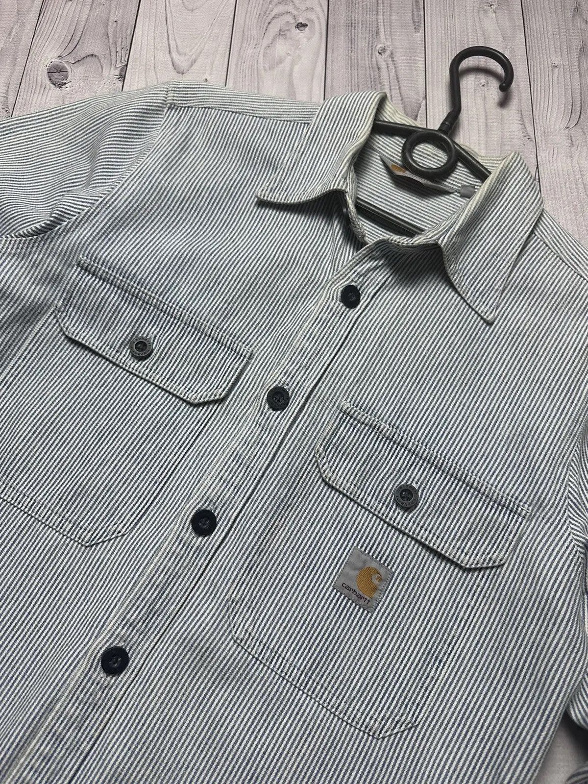 Carhartt Vintage Carhartt Wip denim shirt logo striped size S/M Size US S / EU 44-46 / 1 - 3 Thumbnail