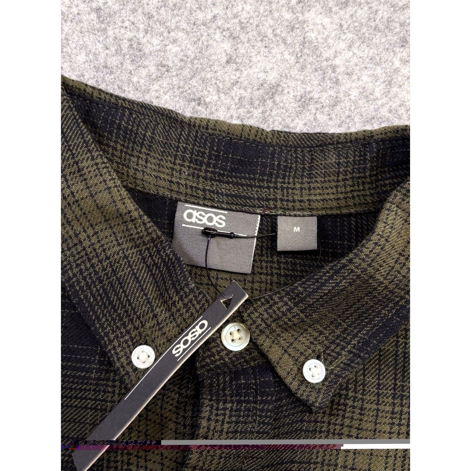 Asos ASOS Plaid Short Sleeve Shirt Medium Mens Button-Down New With Tags Khaki Black Size US M / EU 48-50 / 2 - 4 Thumbnail
