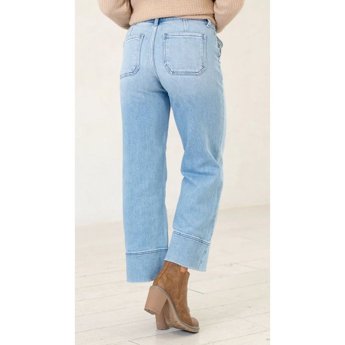 Kancan USA KanCan High Rise Cropped Wide Leg Jeans in Medium Blue Size 31" - 4 Thumbnail