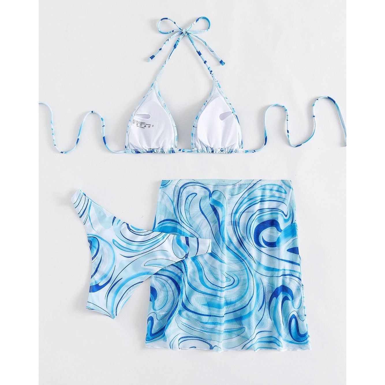 Shein Swim Allover Print Halter Bikini Swimsuit & Cover Up, XS Size ONE SIZE - 2 Thumbnail