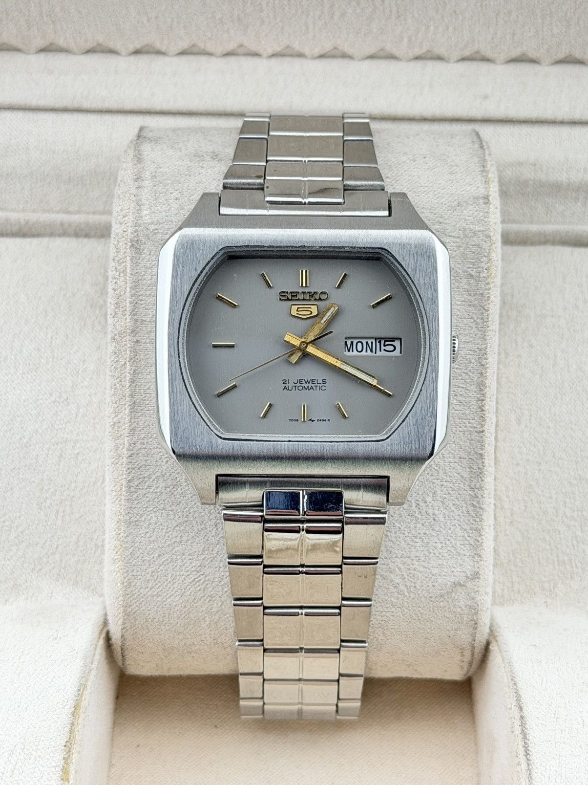 Seiko Vintage Seiko 5 Automatic Watch Gray Dial Wristwatch Size 36 - 1 Thumbnail