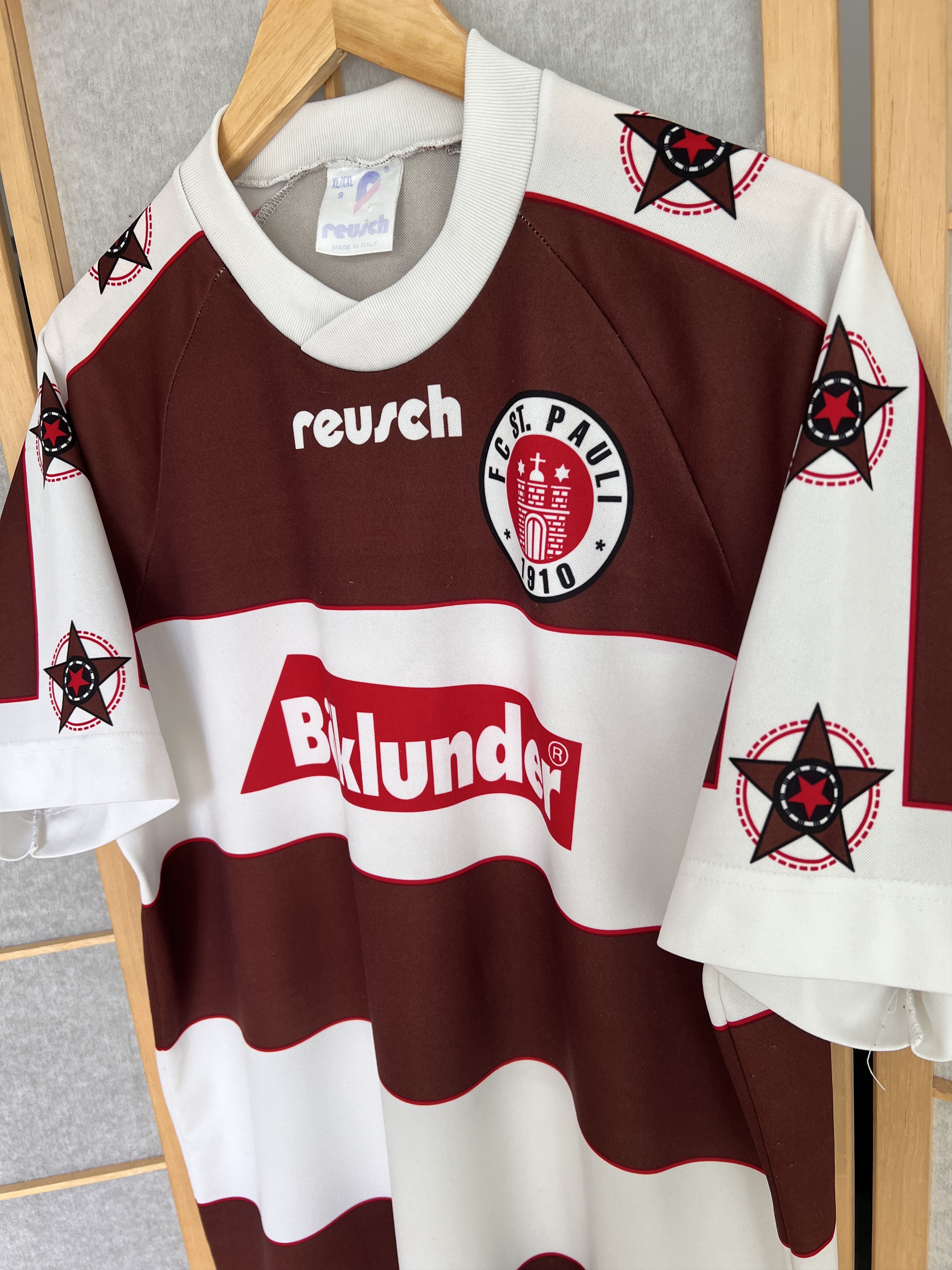 Other Rare! FC ST Pauli 1995 home striped football jersey reusch Size US XL / EU 56 / 4 - 10 Thumbnail