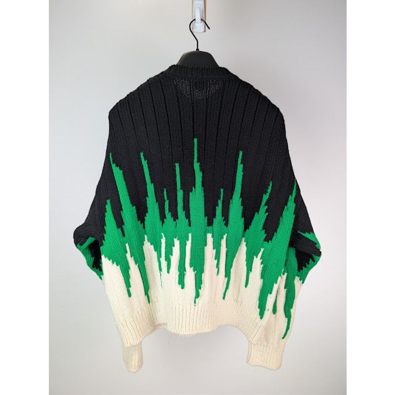 Bottega Veneta o1rshd1 Heavyweight Wool Graphic Knit Sweater Parakeet/Black Size US L / EU 52-54 / 3 - 9 Thumbnail