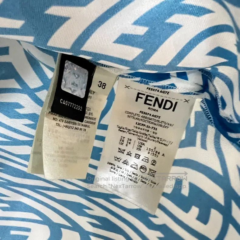 Fendi Fendi Blue and white geometric print short-sleeve shirt, c Size XS / US 0-2 / IT 36-38 - 5 Thumbnail