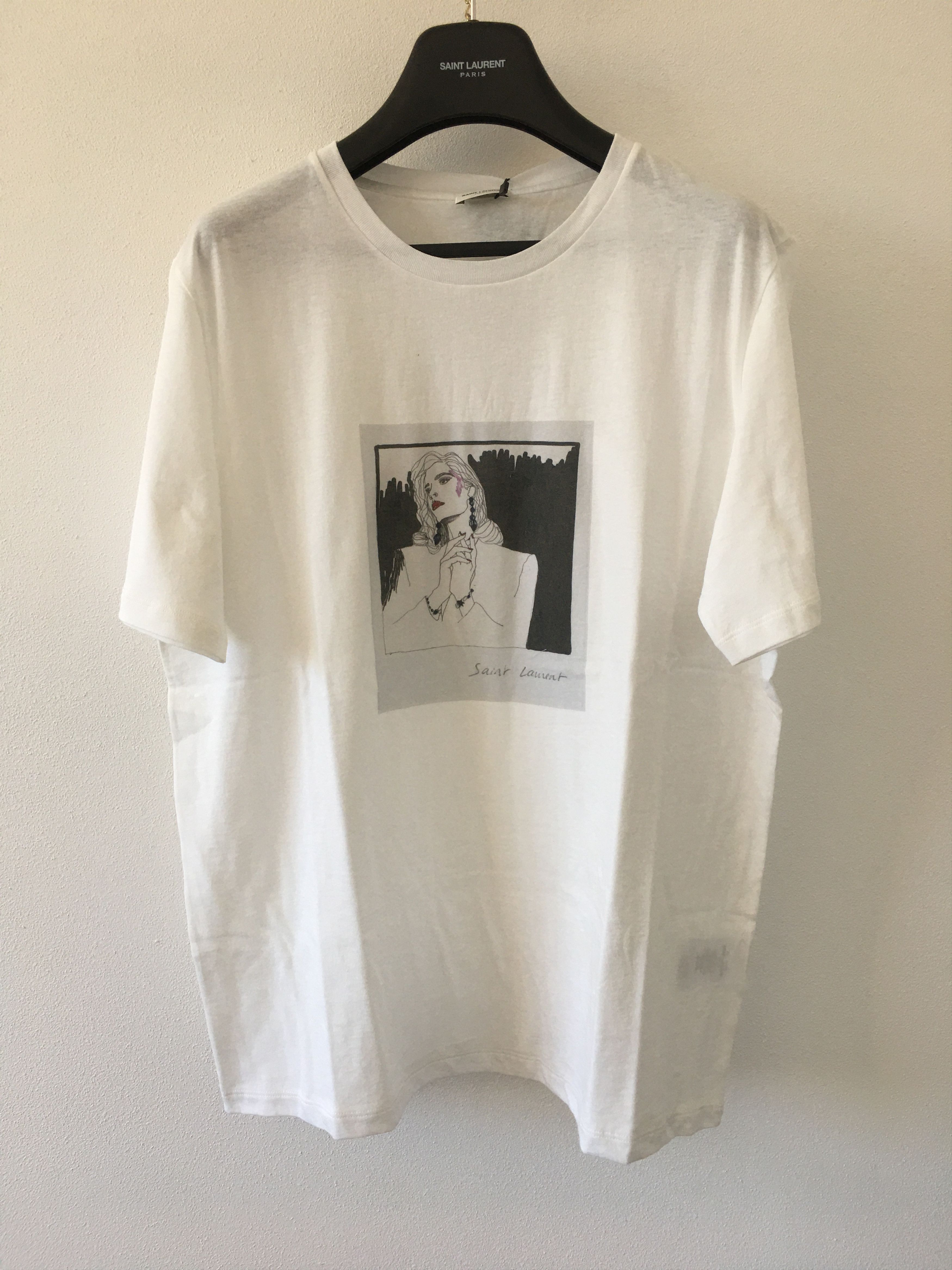image of Saint Laurent Paris Ss'19 T-Shirt Print Women in White, Men's (Size Large)