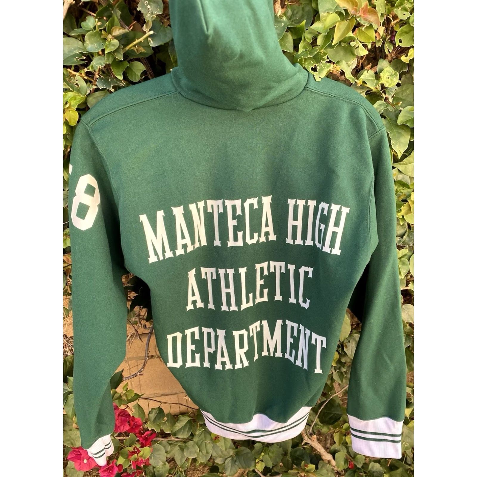 Russell Athletic VINTAGE Russell Athletic Manteca High Athletic Dept Hoodie Shirt Mens S Green USA Nylon Pullover Graphic Print 58 Size US S / EU 44-46 / 1 - 6 Thumbnail