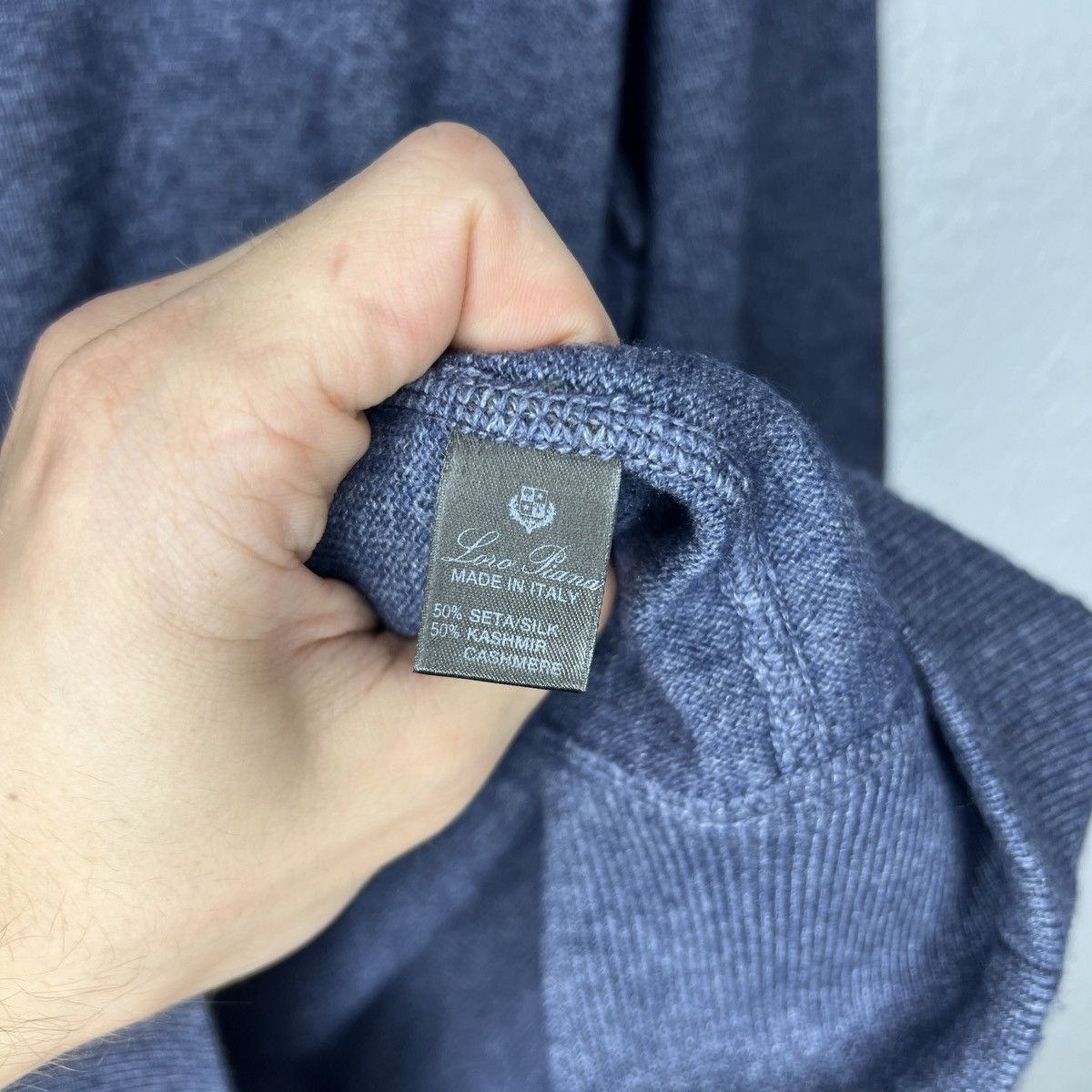 Loro Piana Loro Piana Cashmere Silk Sweater Jumper Knit Half Zip Blue Size US L / EU 52-54 / 3 - 9 Thumbnail