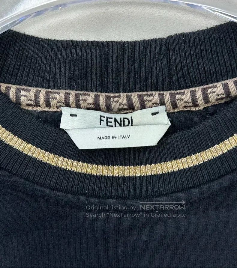 Fendi Fendi Black Embroidered Letter Logo Ribbon Sweatshirt Size XS / US 0-2 / IT 36-38 - 3 Thumbnail
