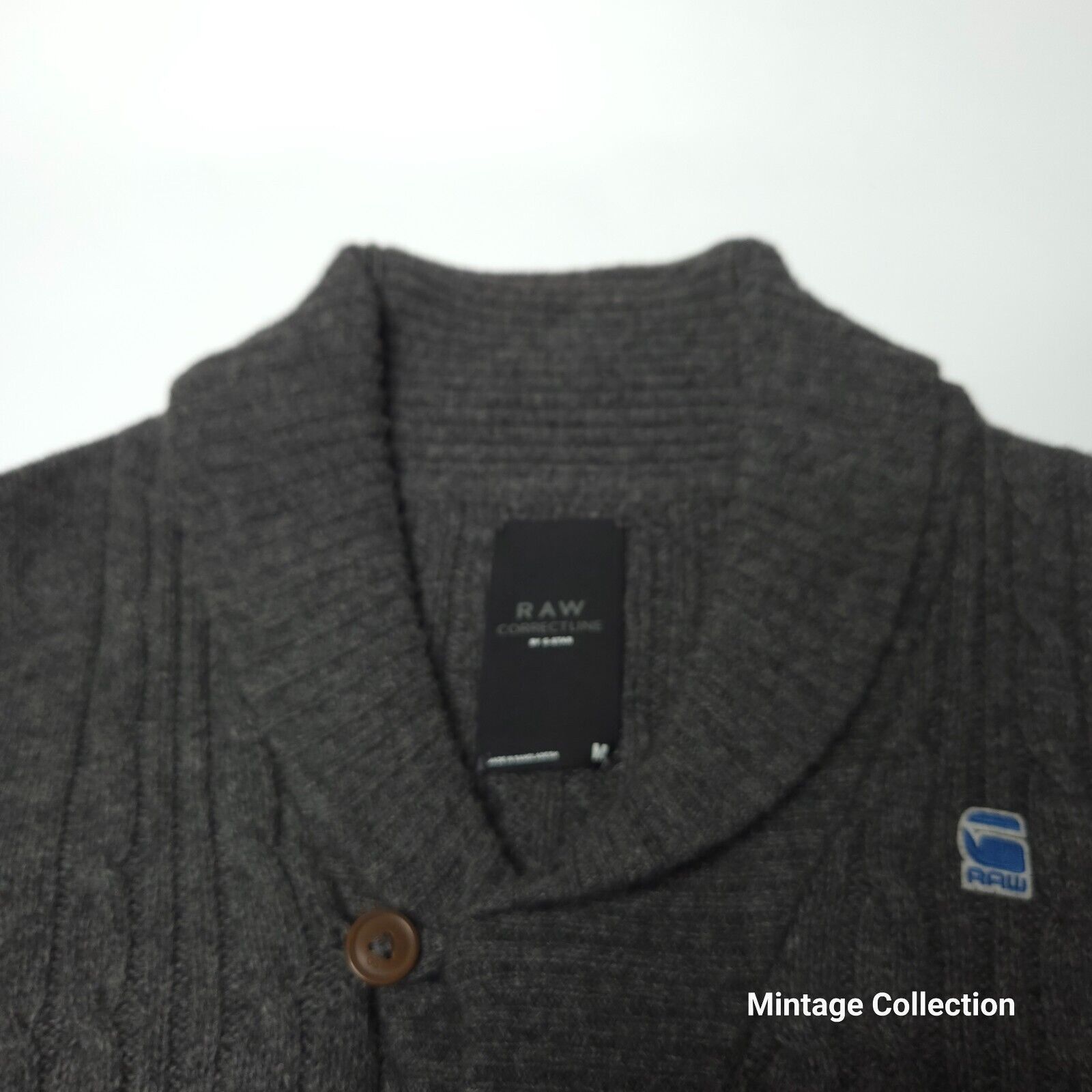 G-Star GSTAR CORRECT LINE GRAY WOOL BORRE SHAWL CARDIGAN CABLE KNIT Size US M / EU 48-50 / 2 - 7 Thumbnail