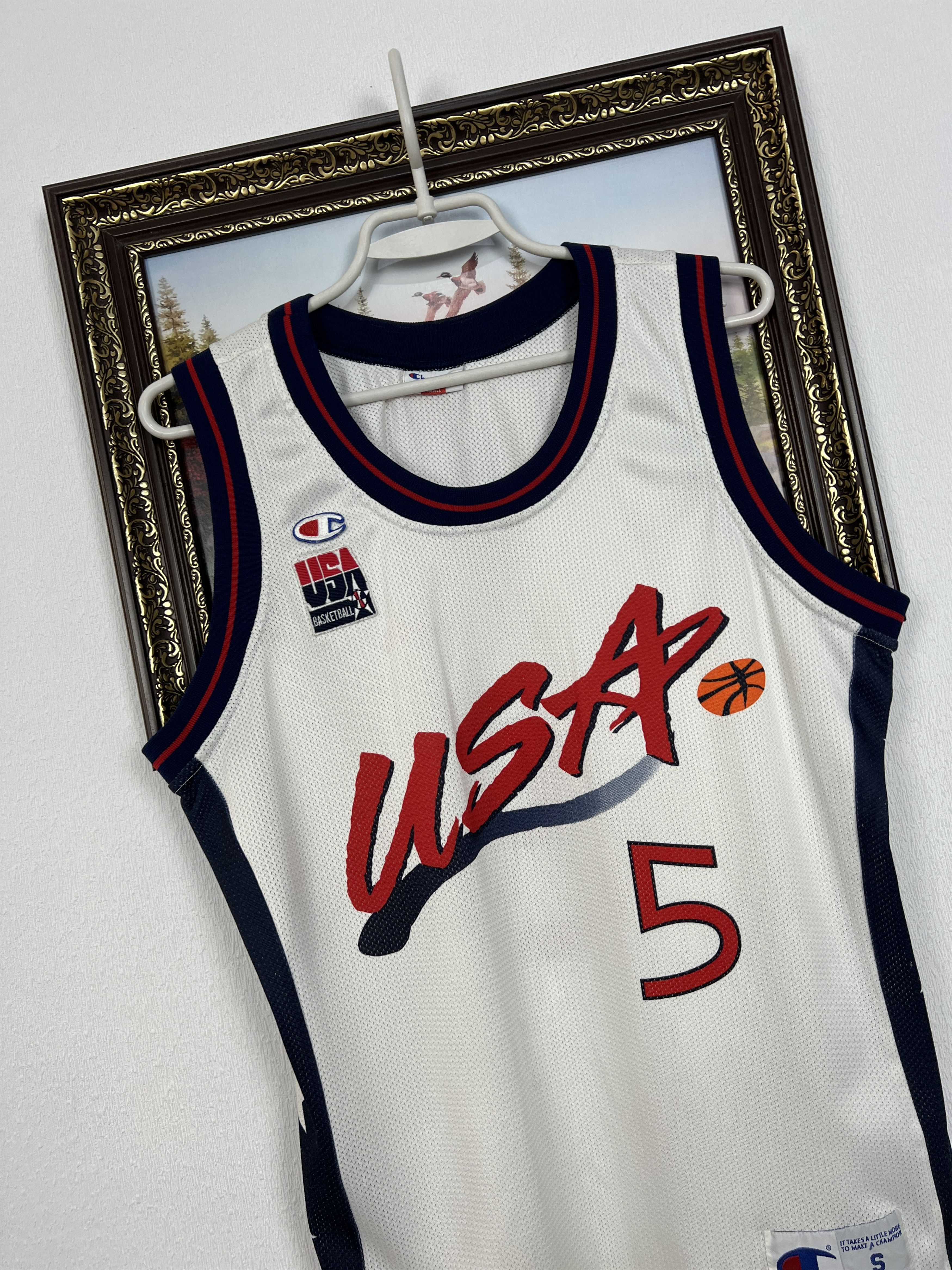 Champion Vintage 90's Champion USA Team #5 Hill White NBA Jersey Size US S / EU 44-46 / 1 - 4 Thumbnail