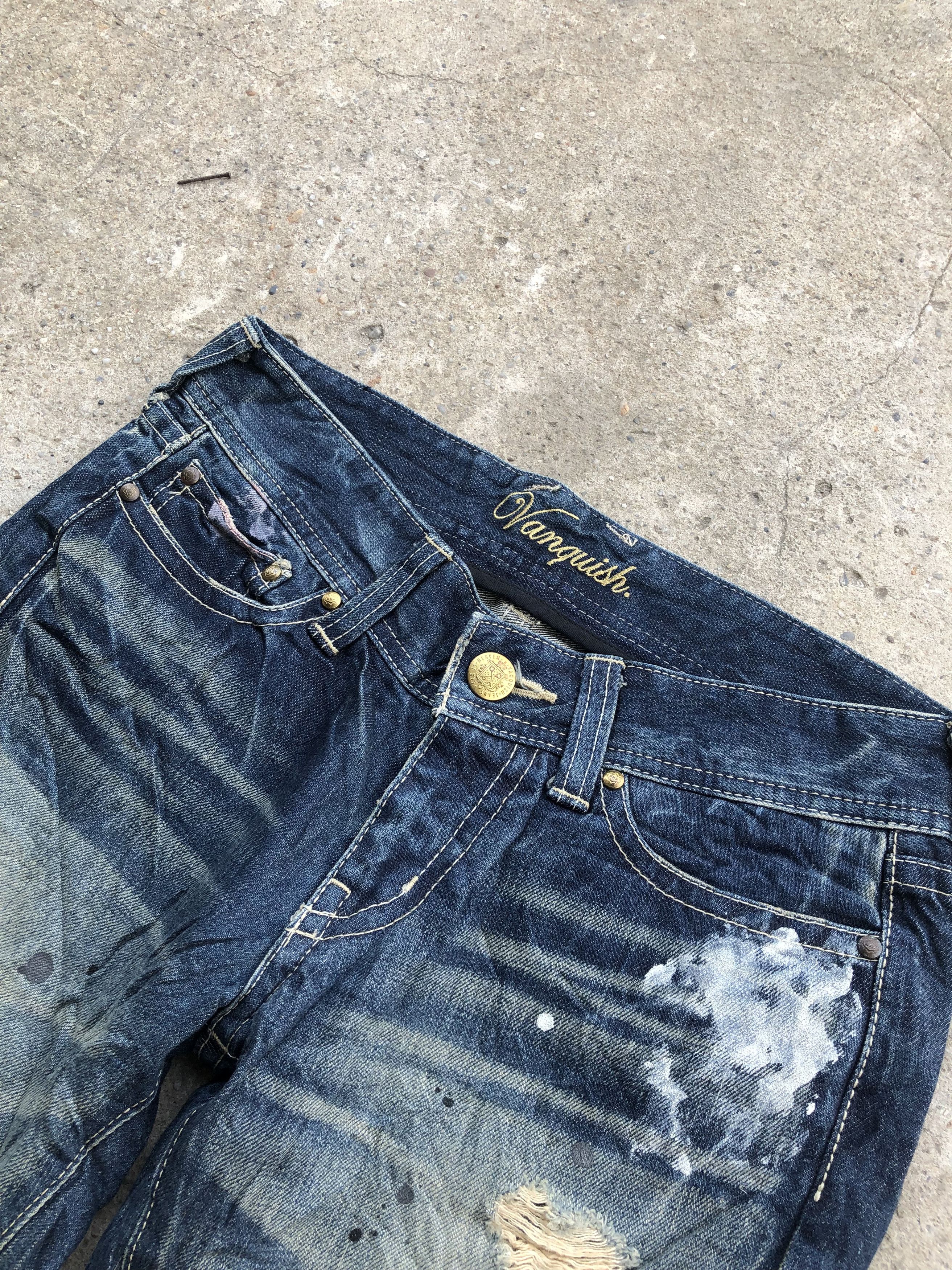 If Six Was Nine × Le Grande Bleu (L.G.B.) × Vanquish Vanquish Gold Distressed splatter flare denim Size US 30 / EU 46 - 7 Thumbnail