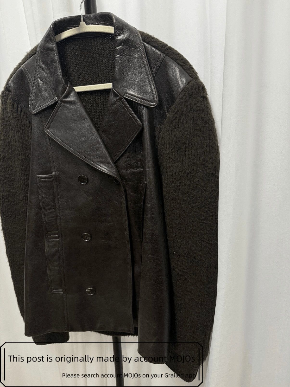 Number (N)ine Sz 3 Number Nine 03AW Leather Joint Knitwear Jacket mojos7 Size US L / EU 52-54 / 3 - 4 Thumbnail