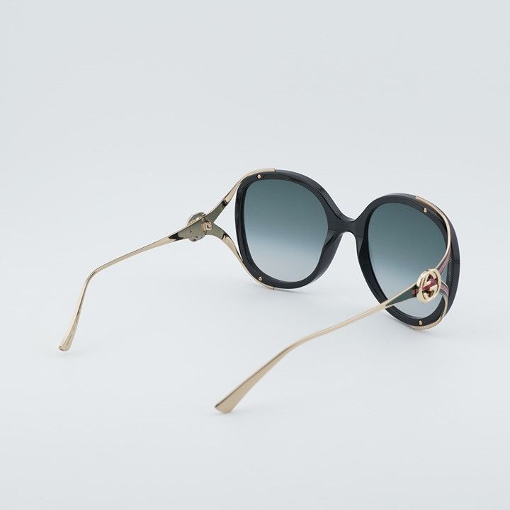 Gucci Gucci GG0226S 007 Sunglasses Shiny Black Round Frame, Grey Size ONE SIZE - 4 Thumbnail