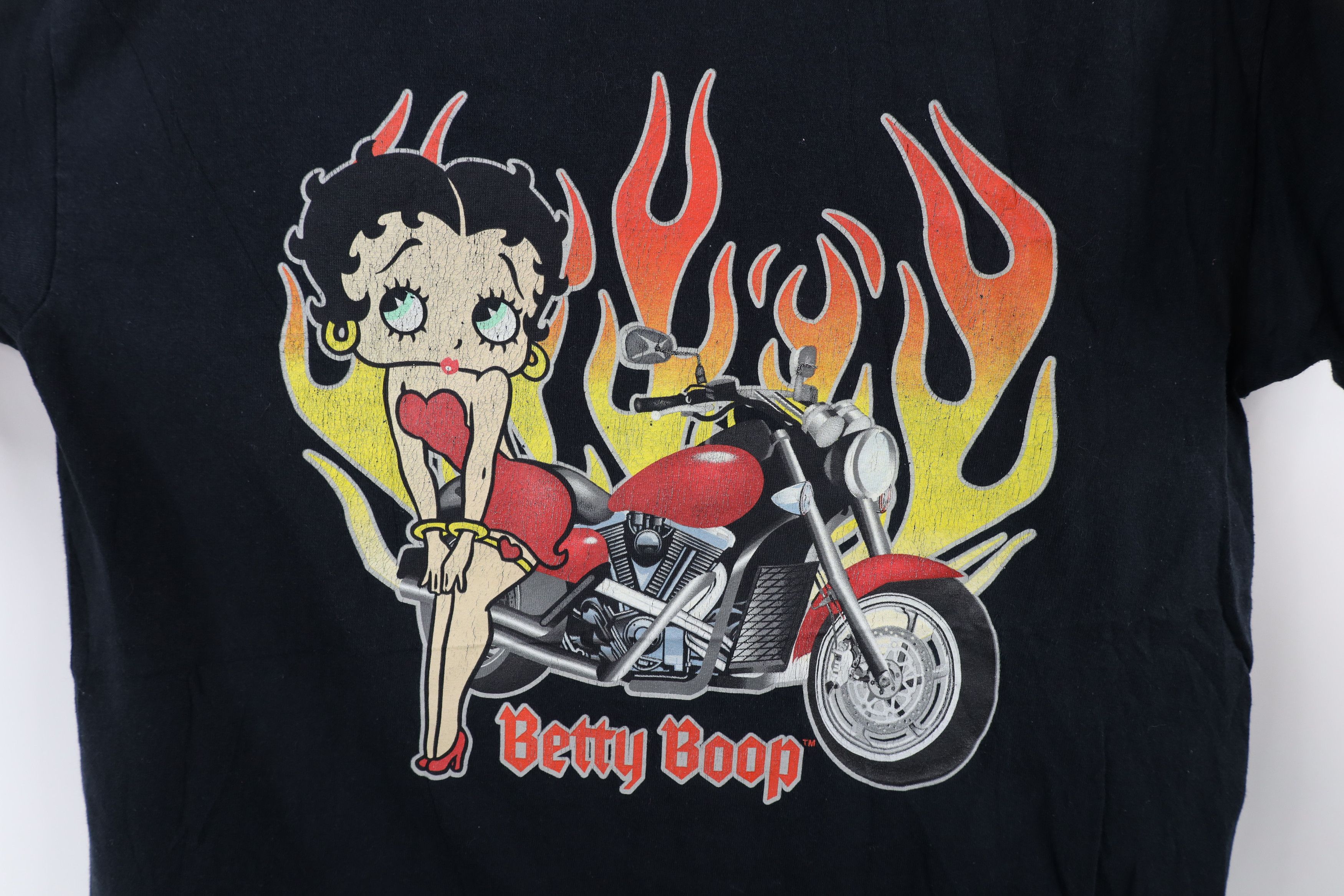 Vintage Retro Betty Boop Out Pinup Fire Flames Motorcycle T-Shirt Size US M / EU 48-50 / 2 - 5 Thumbnail