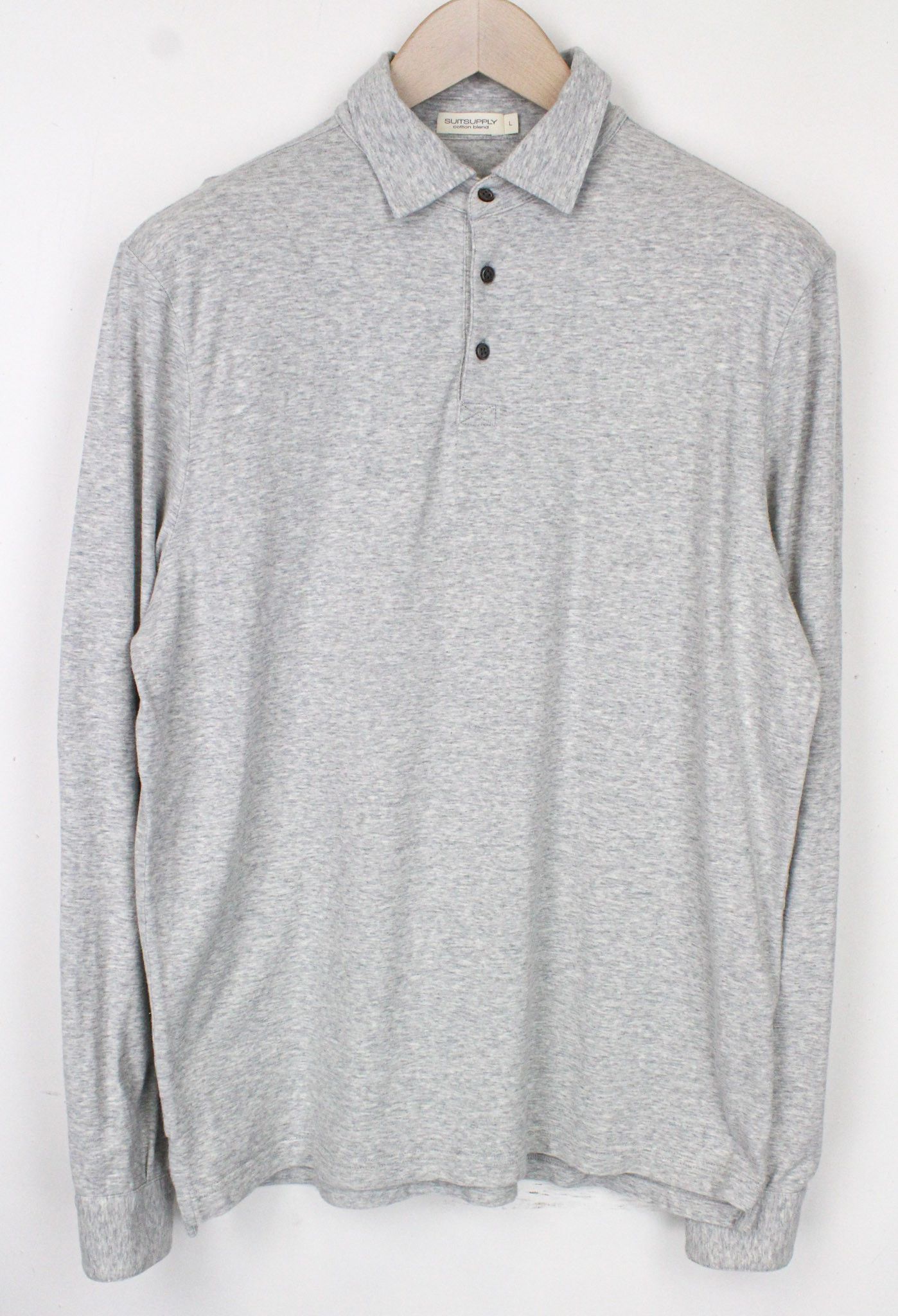 Suitsupply L Grey Cotton Cashmere Polo 72154 Size US L / EU 52-54 / 3 - 1 Thumbnail