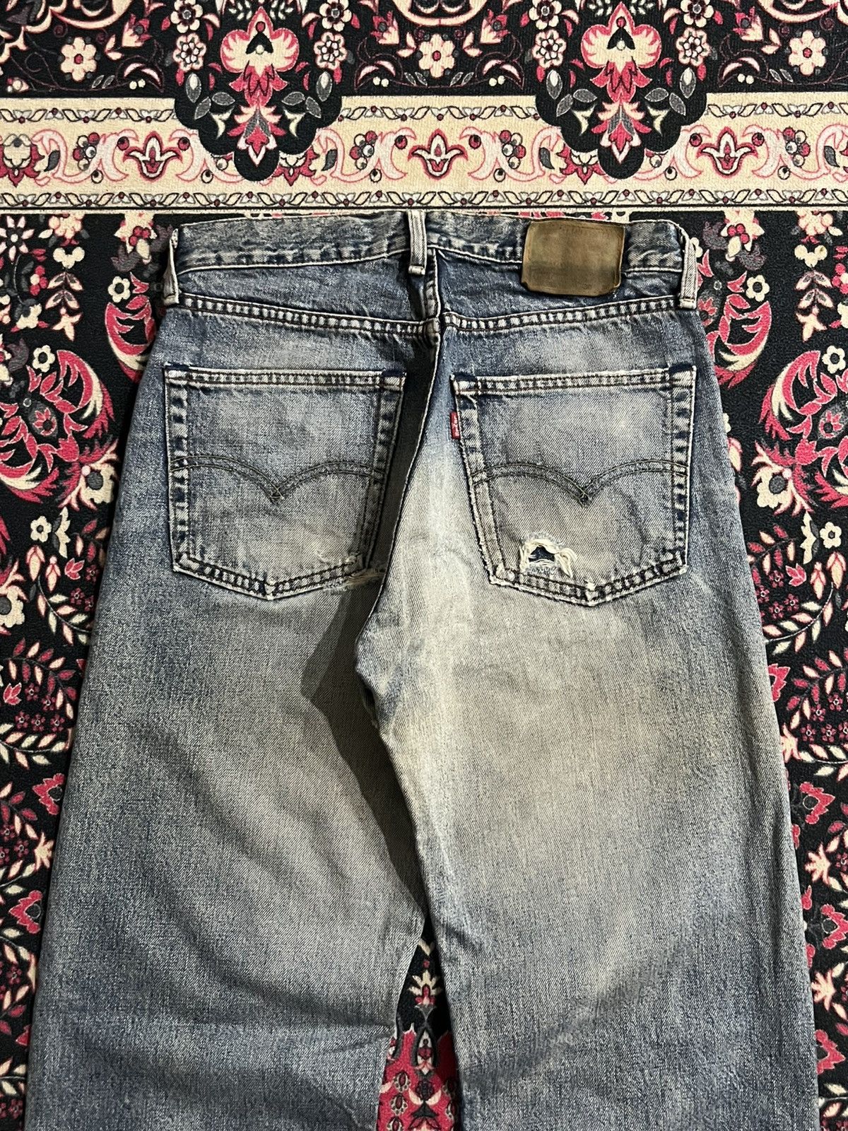 Levi's Vintage Levi’s 503 Blue Washed Distressed Straight Jeans Size US 30 / EU 46 - 7 Thumbnail