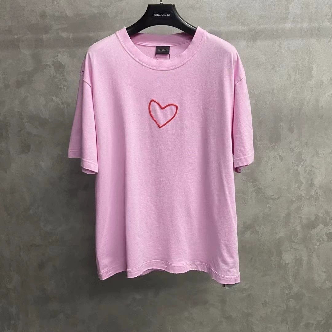 Balenciaga Balenciaga 24 Latest Pink Love Printed Logo Short Sleeve Size US S / EU 44-46 / 1 - 1 Thumbnail