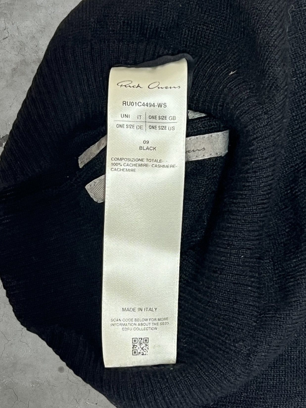 Rick Owens Rick Owens SS/23 Cashmere Hat Size ONE SIZE - 7 Thumbnail