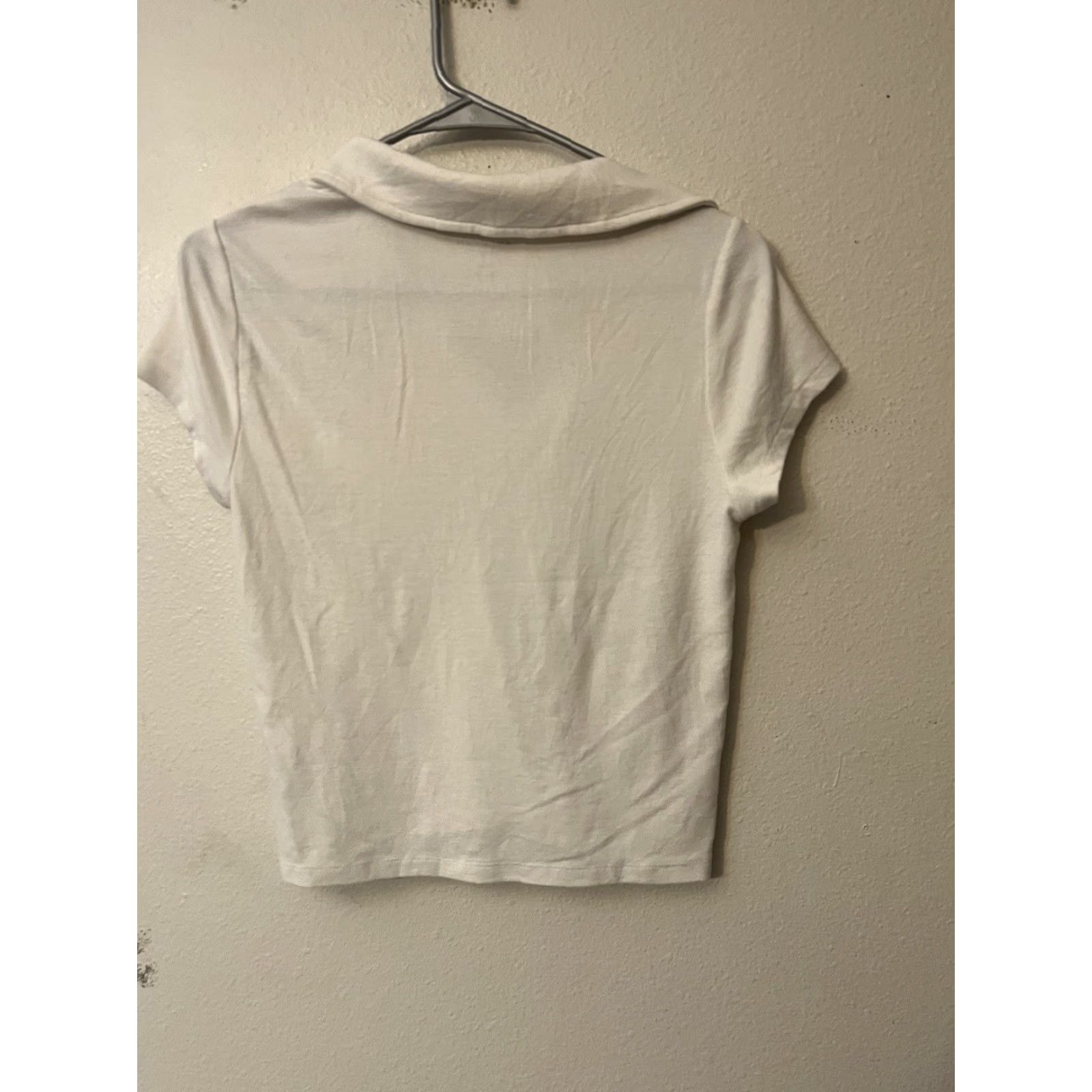 American Eagle Outfitters American Eagle Outfitters Shirt Women Short Sleeve Button-Down White L Cotton Blend Linen Blend, Button, Basic, Casual, Workwear, Travel, 90s? Size L / US 10 / IT 46 - 3 Thumbnail