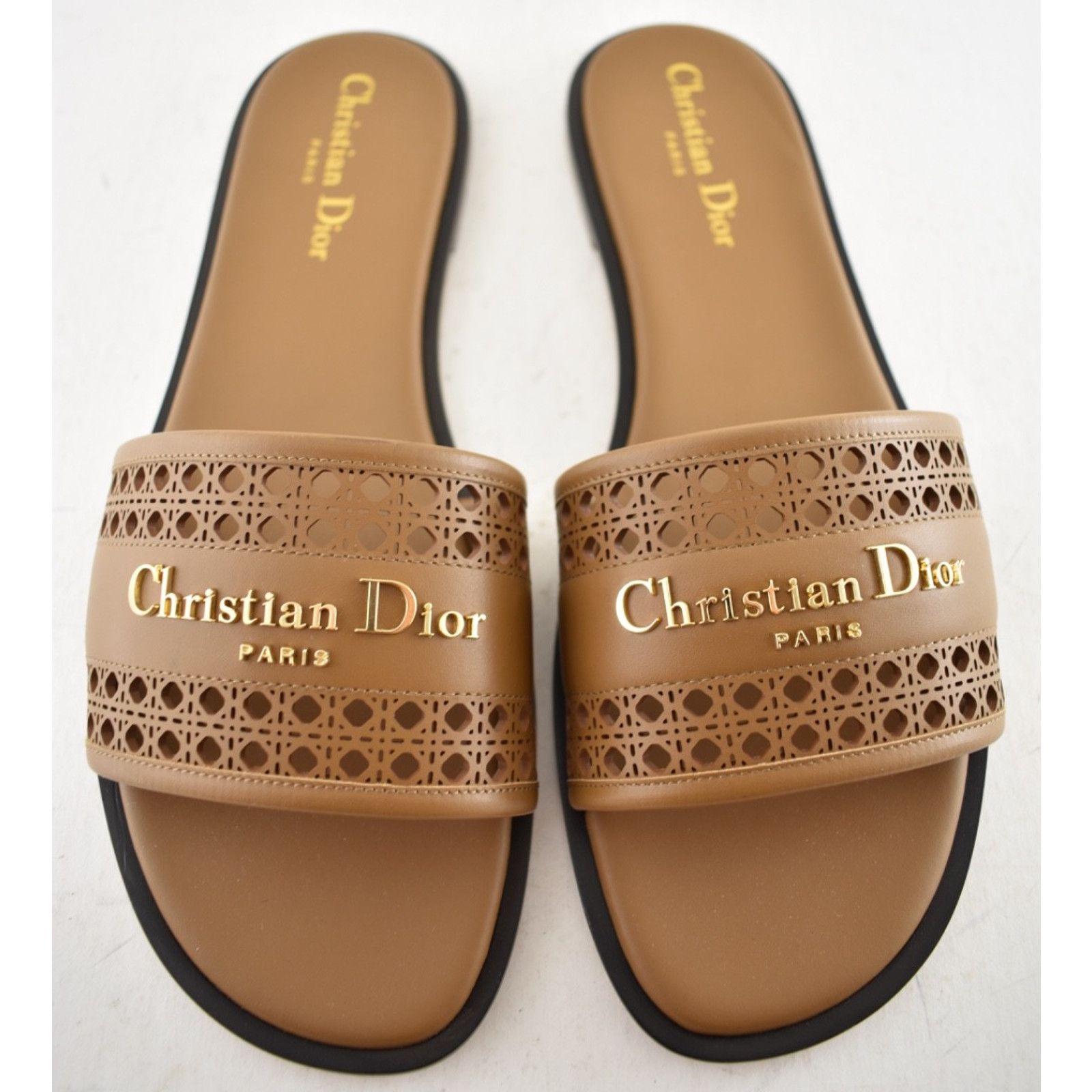 Dior Dior D-Lane Micro Cannage Chestnut Leather Slide Sandal 39 Size US 8 / IT 38 - 2 Thumbnail