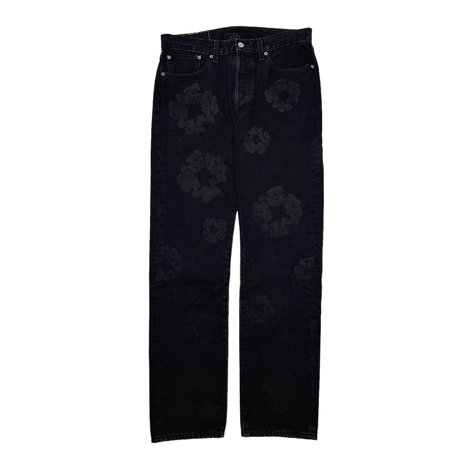 Image of Denim Tears X Levi's Cotton Wreath Jean Tonal Black, Men's (Size 33)