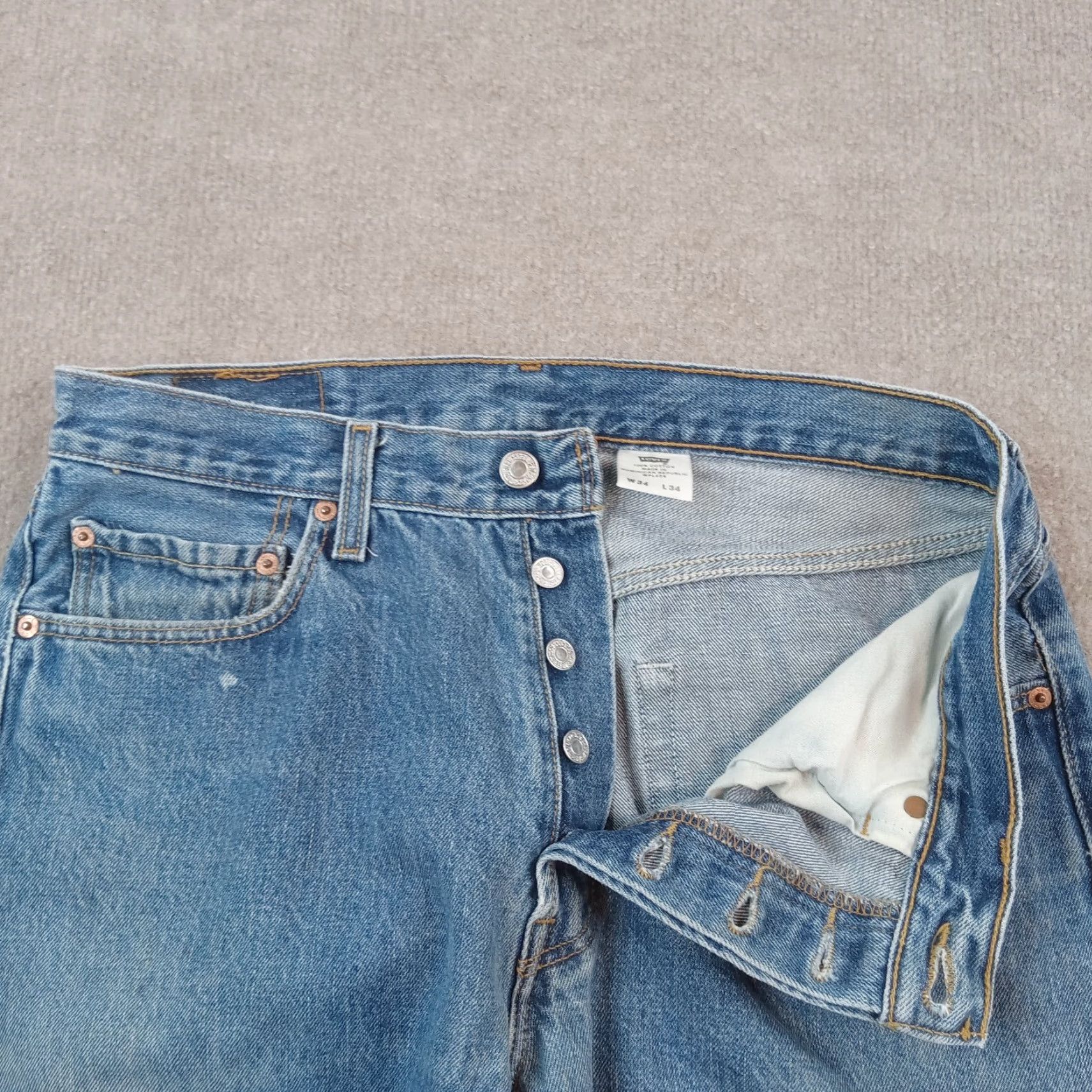 Levi's Levis 501 Jeans Mens 32x32 Blue Denim Straight Leg 5-Pocket Cotton Regular Fit Size US 32 / EU 48 - 6 Thumbnail