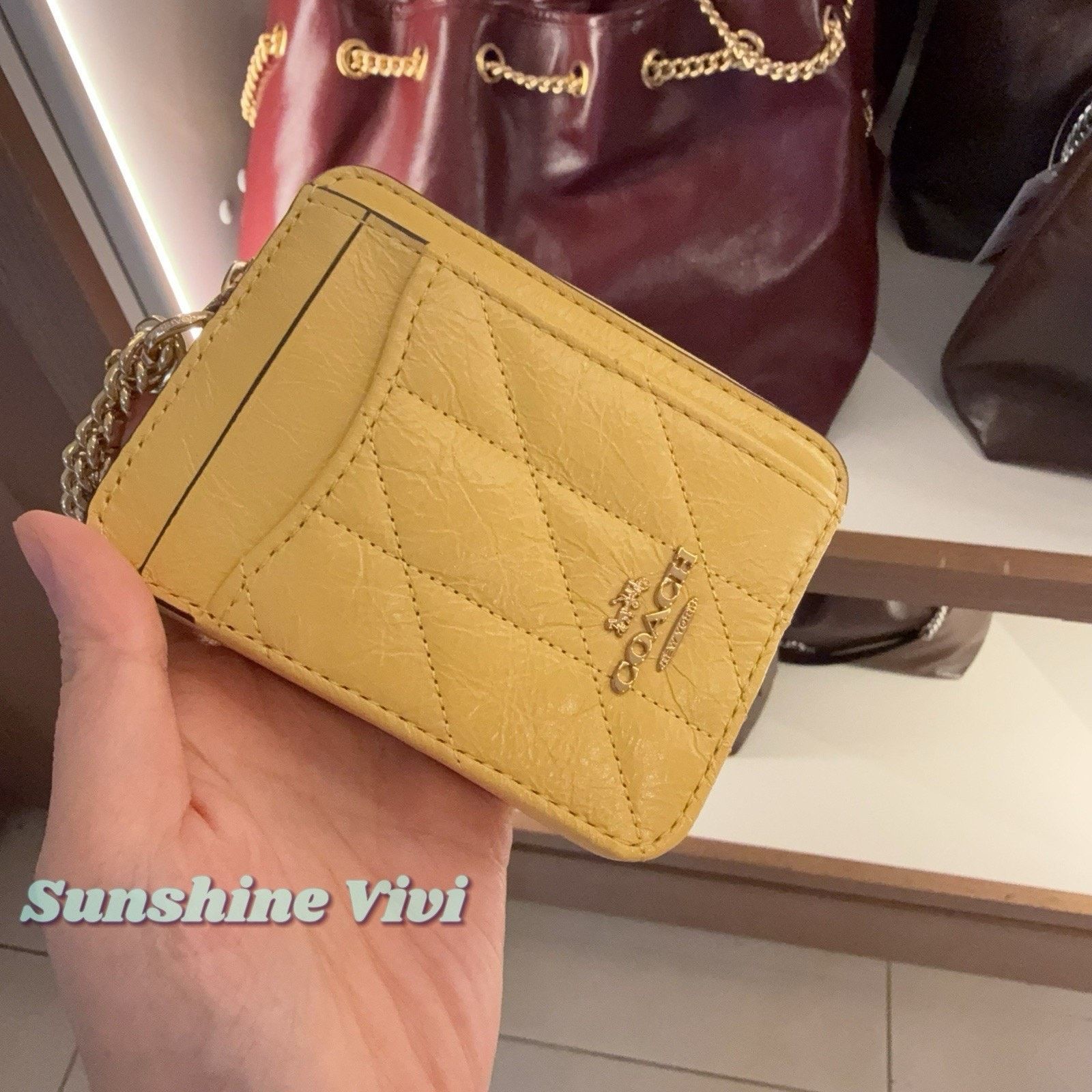 Coach NWT Coach Zip Card Case Quilting CEC51 leather YELLOW Size ONE SIZE - 1 Thumbnail