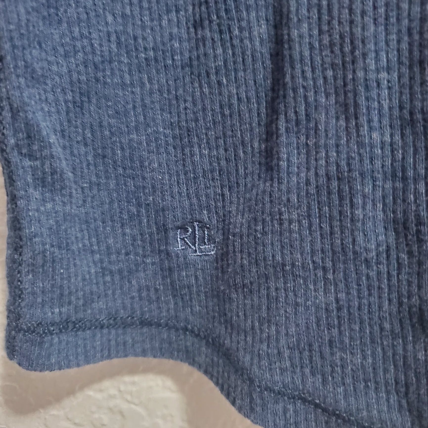 Ralph Lauren VINTAGE Lauren Ralph Lauren Top Women 3X Blue Ribbed Henley Long Sleeve Cotton 1/4 Zip Logo Size XXL / US 16-18 / IT 52-54 - 7 Thumbnail