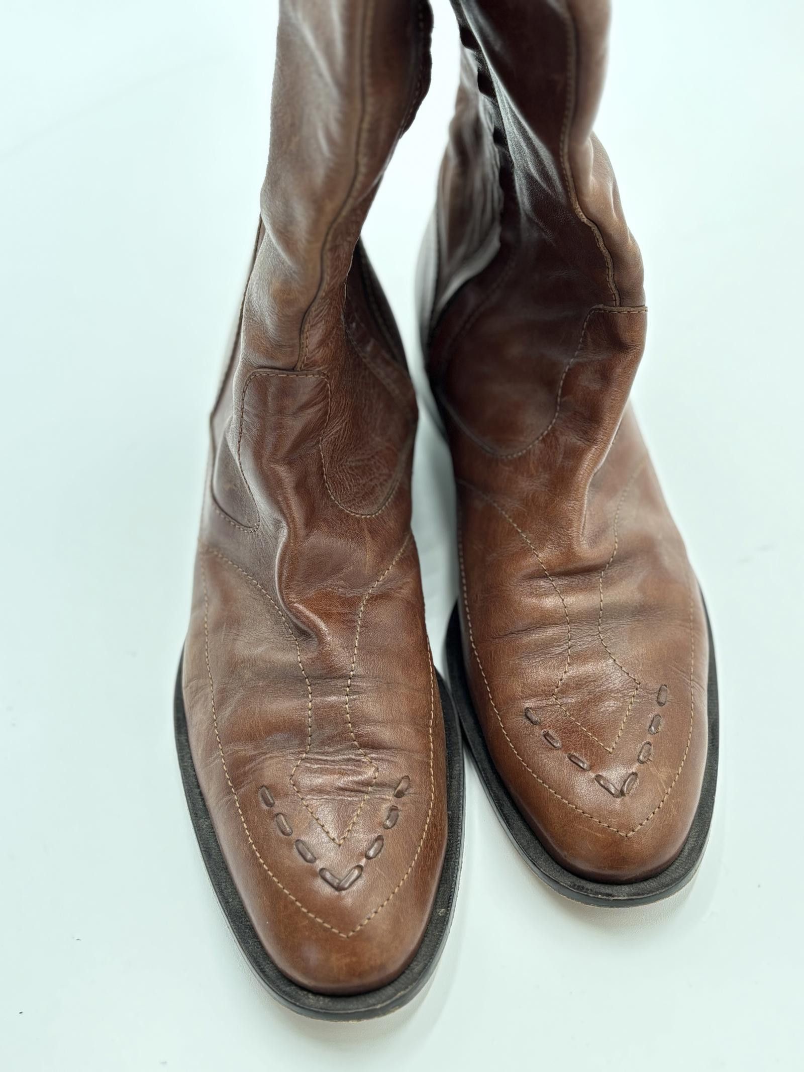 Designer PHILOSOPHY Di Alberta Ferretti Brown Leather Boots Size 9 Size US 9 / IT 39 - 6 Thumbnail