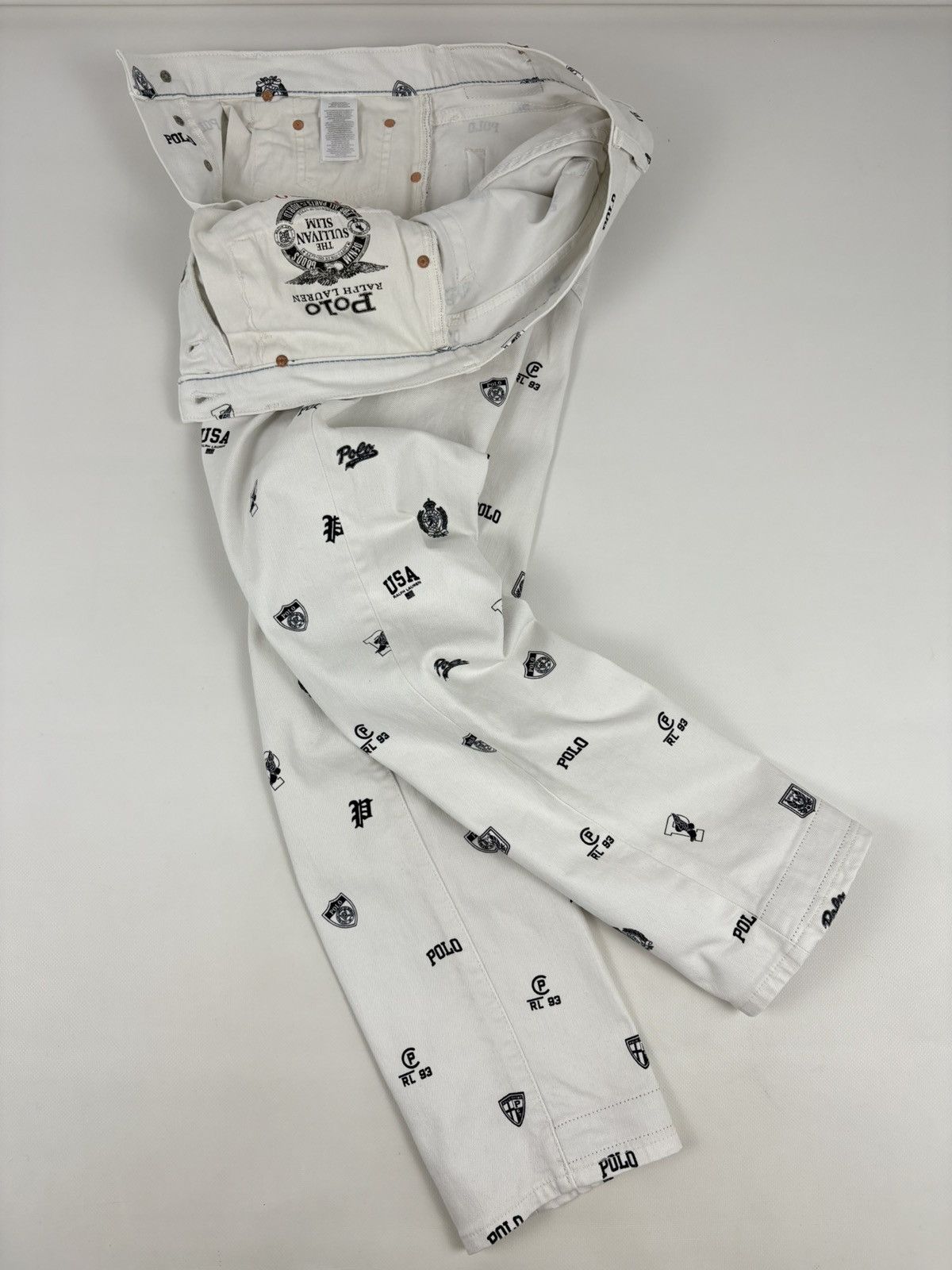 RRL Ralph Lauren Rare Polo Bear Multi-Logo Double Rrl Print Pattern Cotton Denim Pants Jeans Size US 34 / EU 50 - 6 Thumbnail