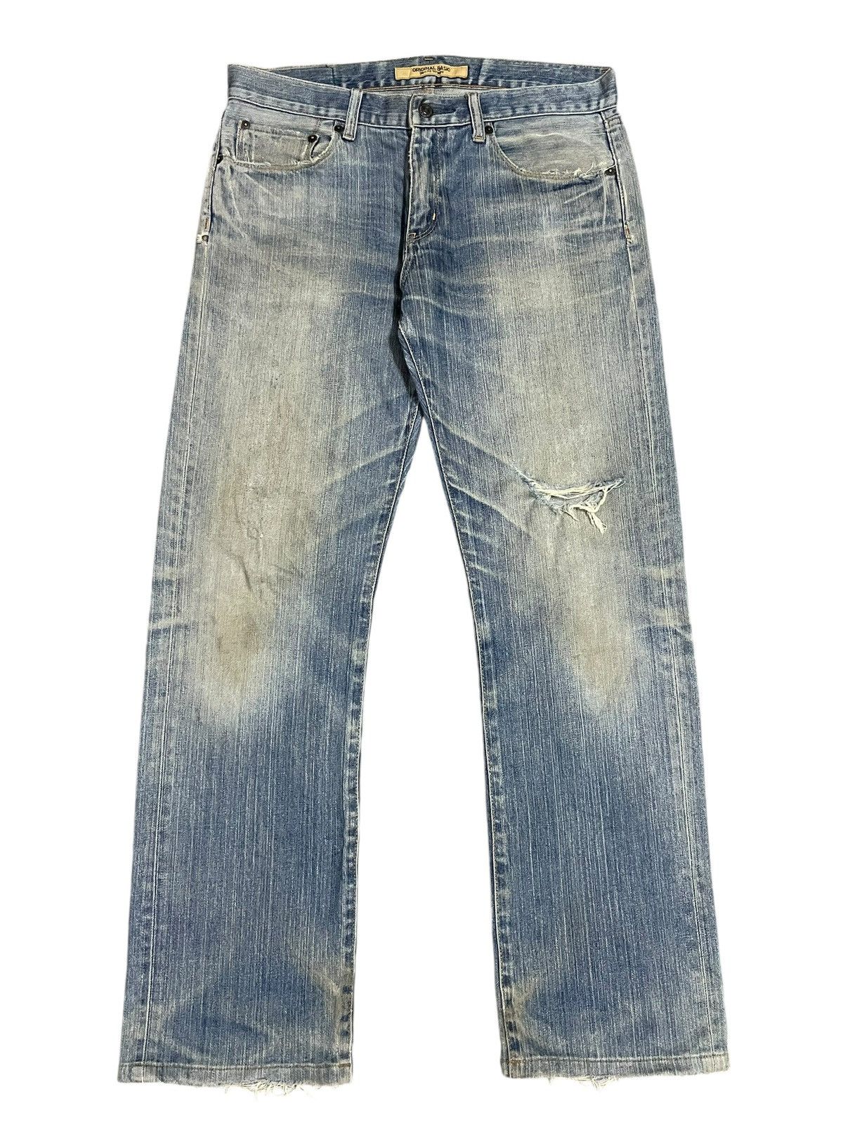 Jun Takahashi Japanese Denim Uniqlo Yellowish Blue FadeWash Straight Jeans Size US 32 / EU 48 - 1 Thumbnail