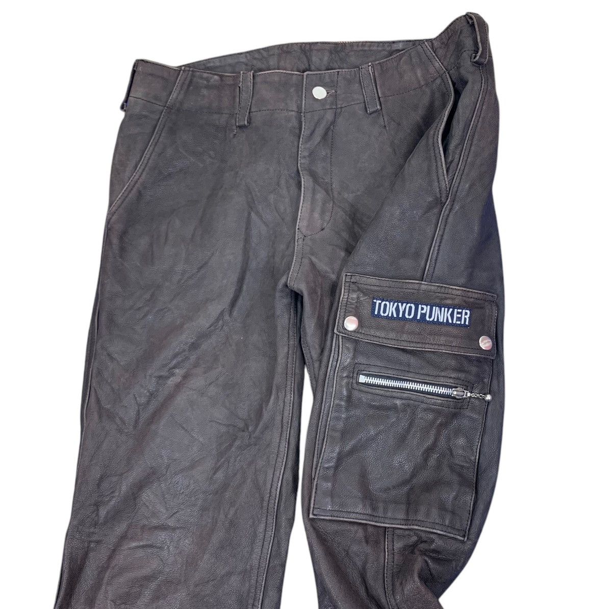 If Six Was Nine VINTAGE JIMSINN TOKYO PUNKER LEATHER PANT Size US 32 / EU 48 - 2 Thumbnail