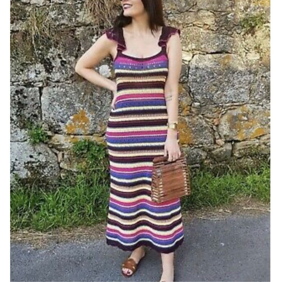 Zara ZARA LONG CROCHET DRESS MULTICOLORED Size M / US 6-8 / IT 42-44 - 1 Thumbnail