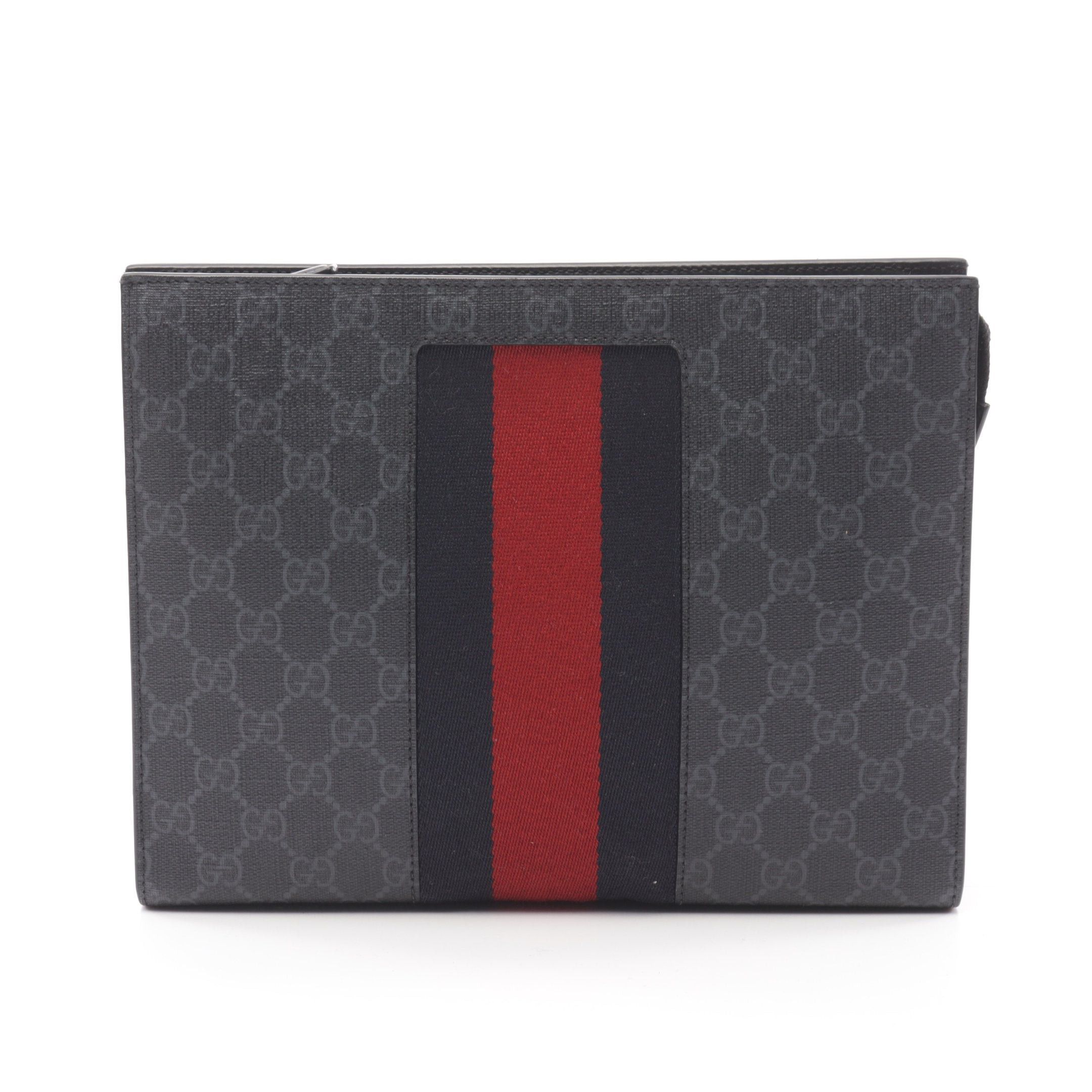 Gucci Gucci Gg Supreme Webbing Line Clutch Bag Leather Black Multicolor Size ONE SIZE - 1 Thumbnail