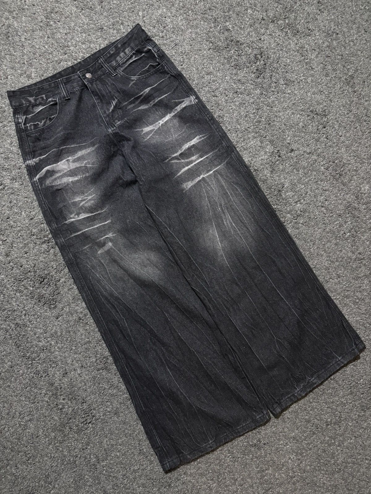 JNCO Vintage very rare wavy gradiant black washed baggy jeans Size US 32 / EU 48 - 5 Thumbnail