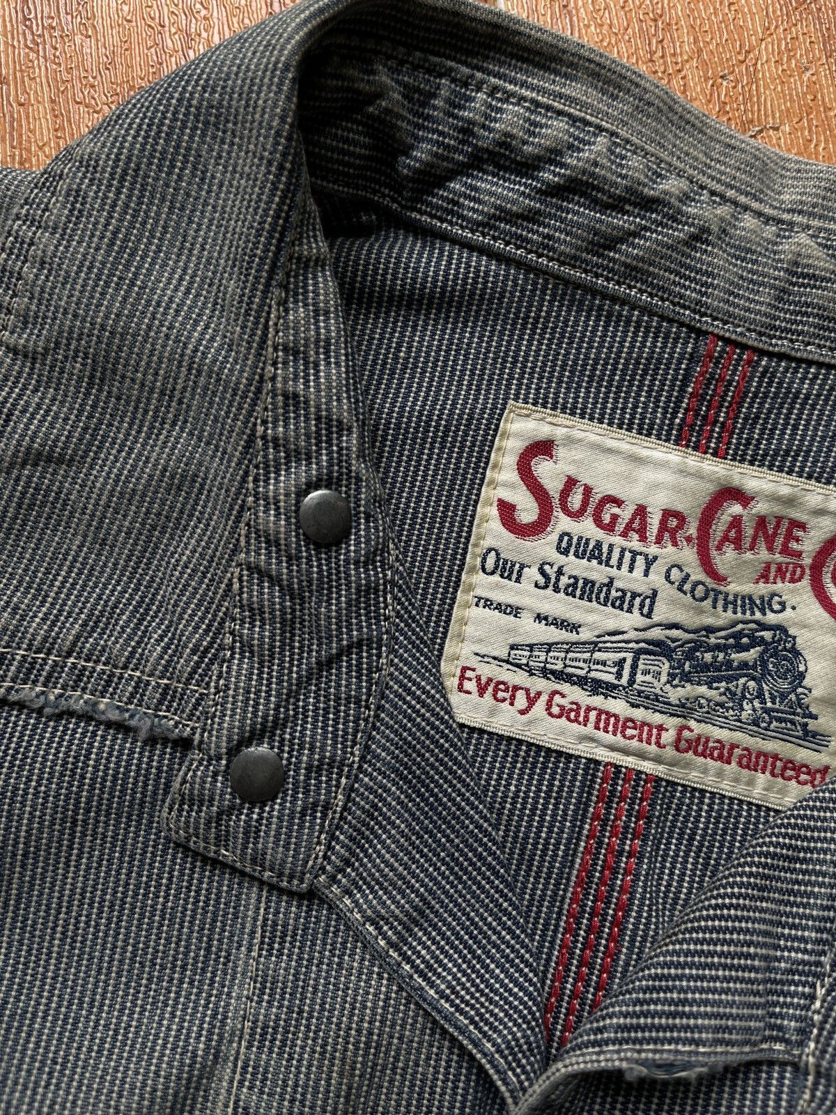 Sugar Cane × Vintage ❌S O L D❌90s Sugar Cane Hickory Stripe good Aging & fading Size US S / EU 44-46 / 1 - 7 Thumbnail
