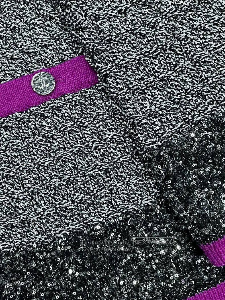 Chanel Chanel 21k purple gray hem sequin cardigan coat Size XS / US 0-2 / IT 36-38 - 2 Thumbnail